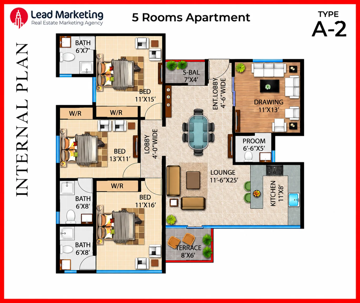 5-Room Apartments – Type A-2 Floor Plan